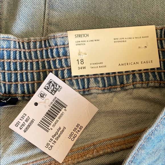 American Eagle, 18 (34W), stretch, low-rise a-line mini skirt - Picture 2 of 9